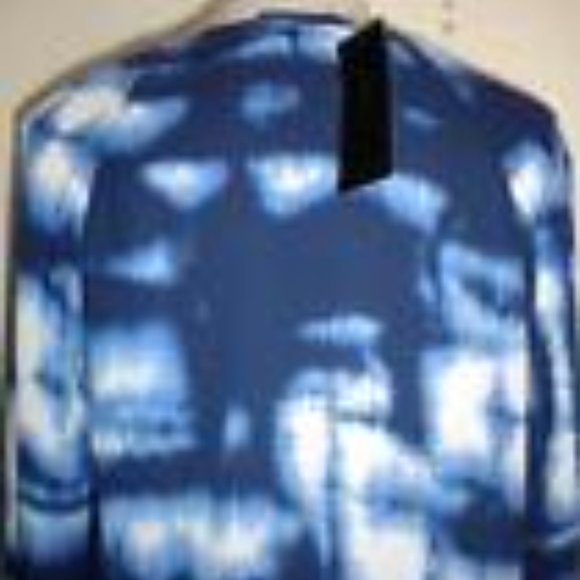 BCBG MAX AZRIA MS SIZE SMALL DARK INK COMBO SPLIT NECK CHIFFON PEASANT BLOUSE - Picture 5 of 9
